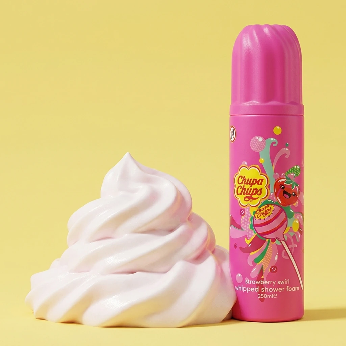 250ml Chupa Chups - Strawberry Swirl - Whipped Shower Foam