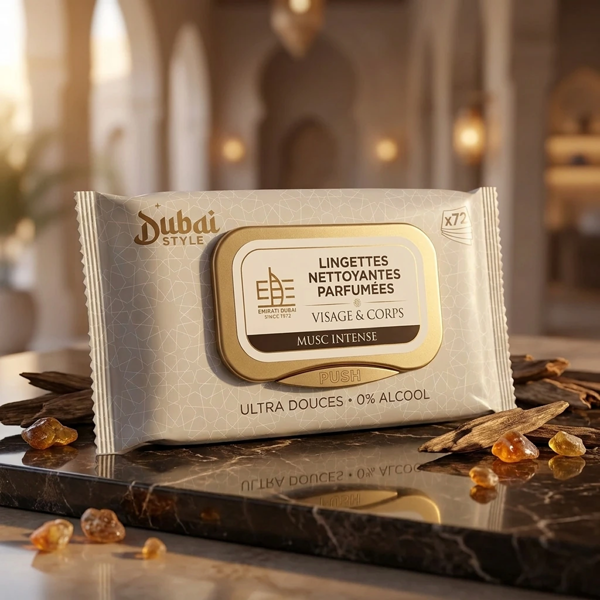 Dubai Style - Musc Intense - Scented Wet Wipes Face et Body X72
