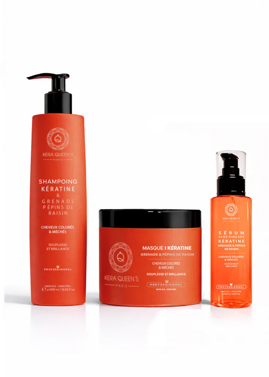 Kera Queen's - Grenade Pépins de Raisin - Shampoo 500ml + Mask 500ml + Serum 100ml